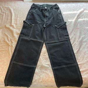 Black Super High-Rise Baggy Cargo Jeans
